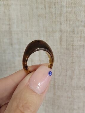 Brown Swirl Acrylic Dome Ring - Unisex Accessories